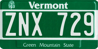 VT license plate ZNX729