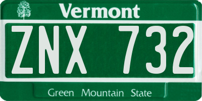 VT license plate ZNX732
