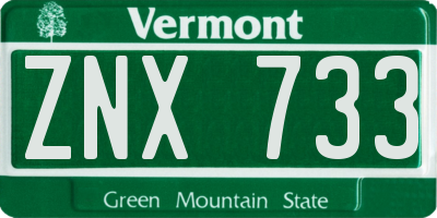 VT license plate ZNX733