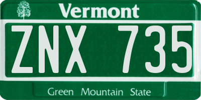 VT license plate ZNX735