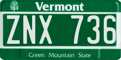 VT license plate ZNX736