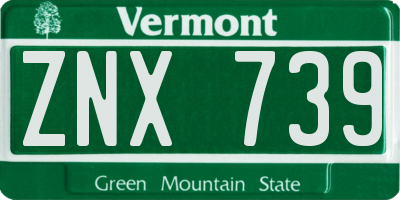 VT license plate ZNX739