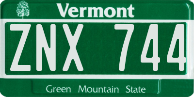VT license plate ZNX744
