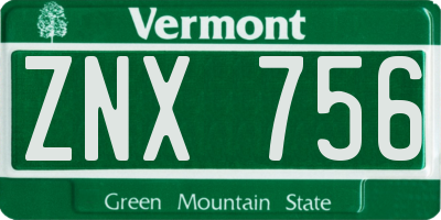 VT license plate ZNX756