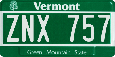 VT license plate ZNX757