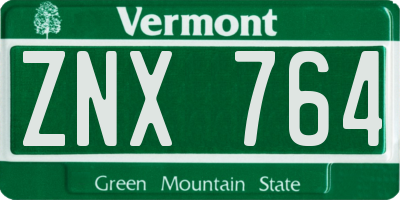 VT license plate ZNX764