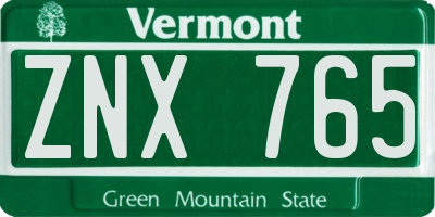 VT license plate ZNX765