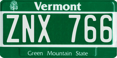 VT license plate ZNX766