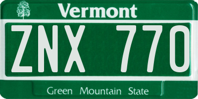 VT license plate ZNX770