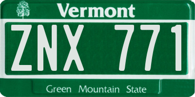 VT license plate ZNX771