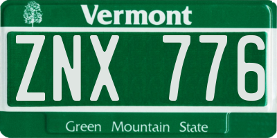 VT license plate ZNX776