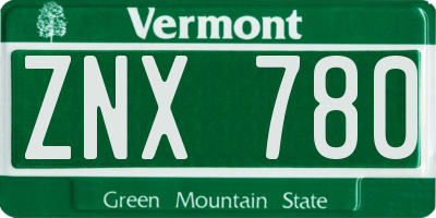 VT license plate ZNX780