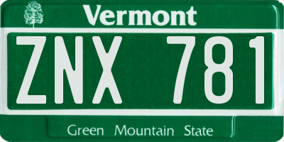VT license plate ZNX781