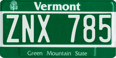 VT license plate ZNX785