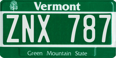 VT license plate ZNX787
