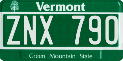 VT license plate ZNX790