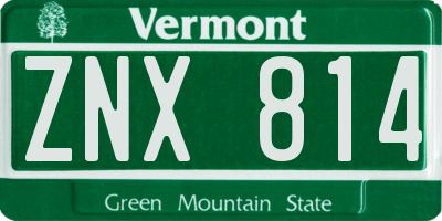 VT license plate ZNX814