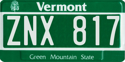 VT license plate ZNX817