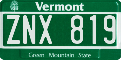 VT license plate ZNX819