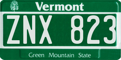 VT license plate ZNX823