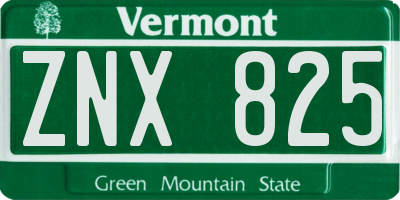 VT license plate ZNX825