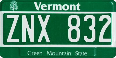 VT license plate ZNX832