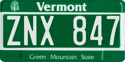 VT license plate ZNX847