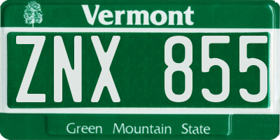 VT license plate ZNX855