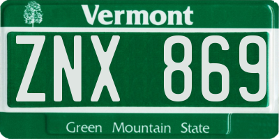 VT license plate ZNX869