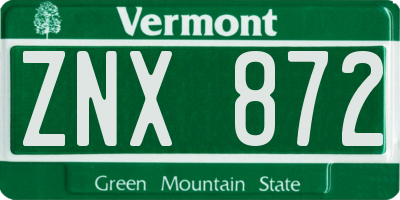 VT license plate ZNX872
