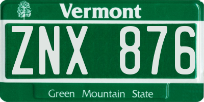 VT license plate ZNX876
