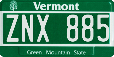 VT license plate ZNX885