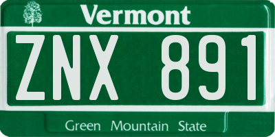 VT license plate ZNX891