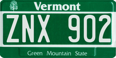 VT license plate ZNX902