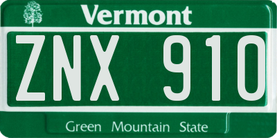 VT license plate ZNX910