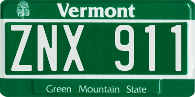 VT license plate ZNX911