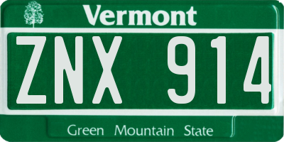 VT license plate ZNX914