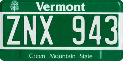 VT license plate ZNX943