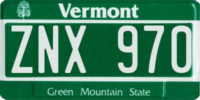 VT license plate ZNX970