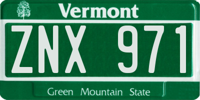 VT license plate ZNX971