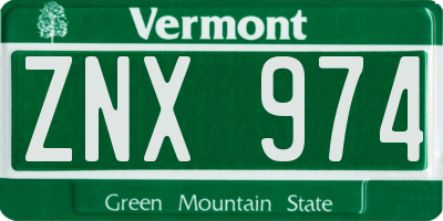 VT license plate ZNX974
