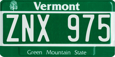 VT license plate ZNX975