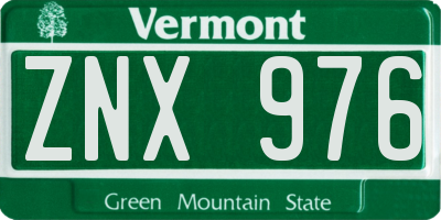 VT license plate ZNX976