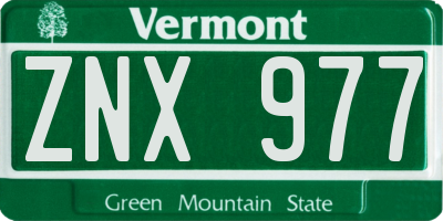VT license plate ZNX977