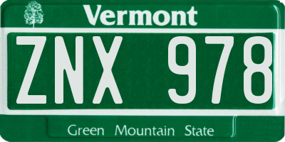VT license plate ZNX978