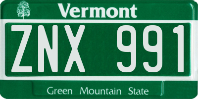 VT license plate ZNX991