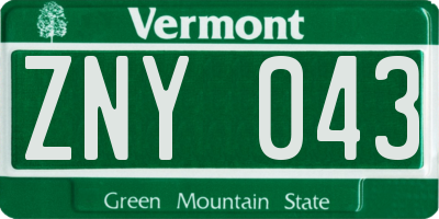 VT license plate ZNY043