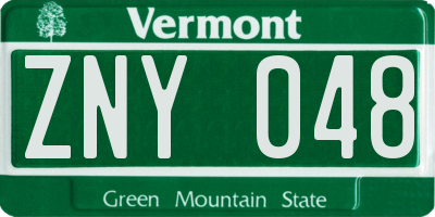 VT license plate ZNY048