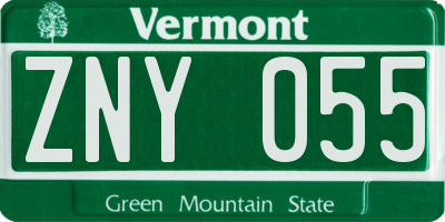 VT license plate ZNY055