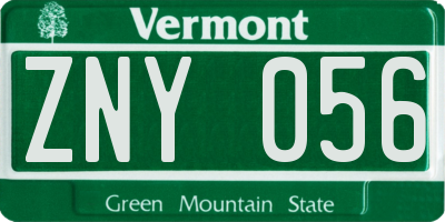 VT license plate ZNY056